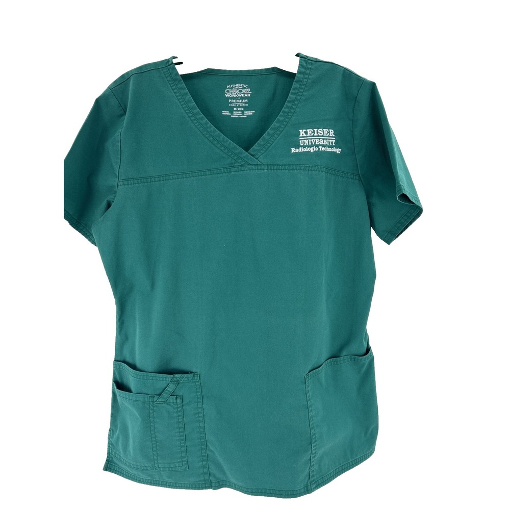 Cherokee‎ Workwear Premium Core Stretch Scrub Top Green Keiser University Medium